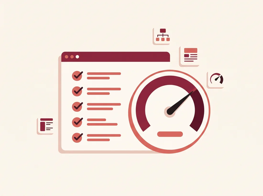 Raport de audit SEO cu verificări on-page bifate și scor de viteză